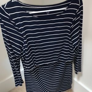Navy & White Striped Nursing Top